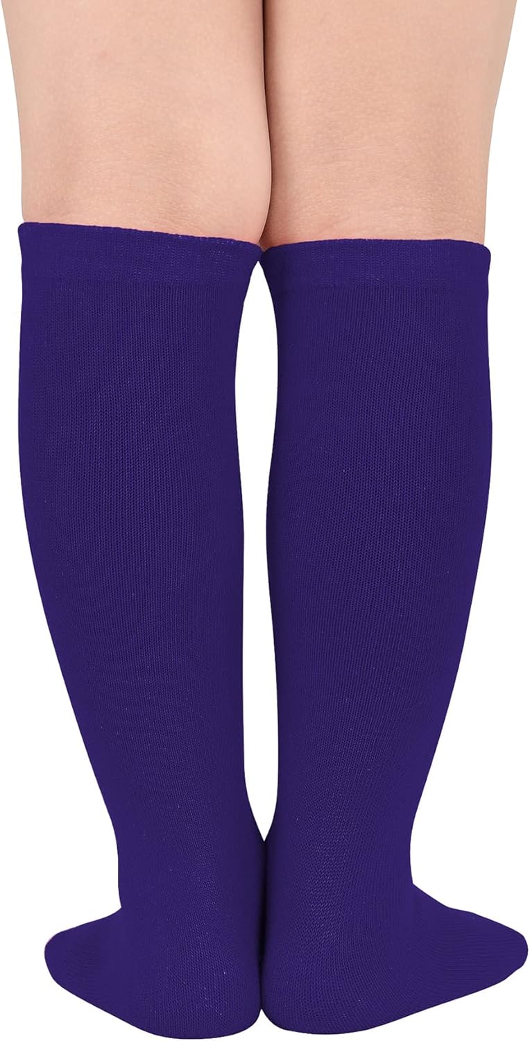 Zando Purple Soccer Socks Youth Baseball Socks Cotton Knee High Socks for Girls Kids Halloween Christmas Socks Football Athletic Socks Girls Casual Long Tube Socks 04 Purple One Size - Image 3
